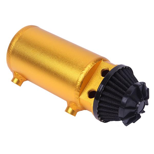 140mL Round Oil Catch Tank Double hole Oil Catch Tank with Air Filter Golden