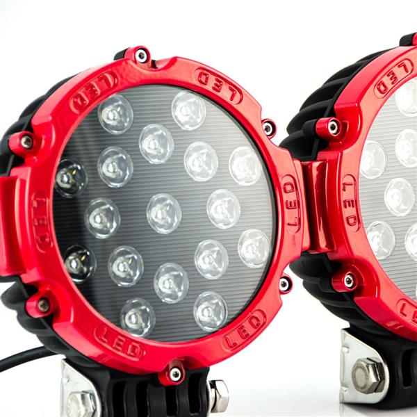 2 Pcs 7 Inch 51W LED Work light Driving Jeep 4X4 Spot Beam offroad Truck Round Red
