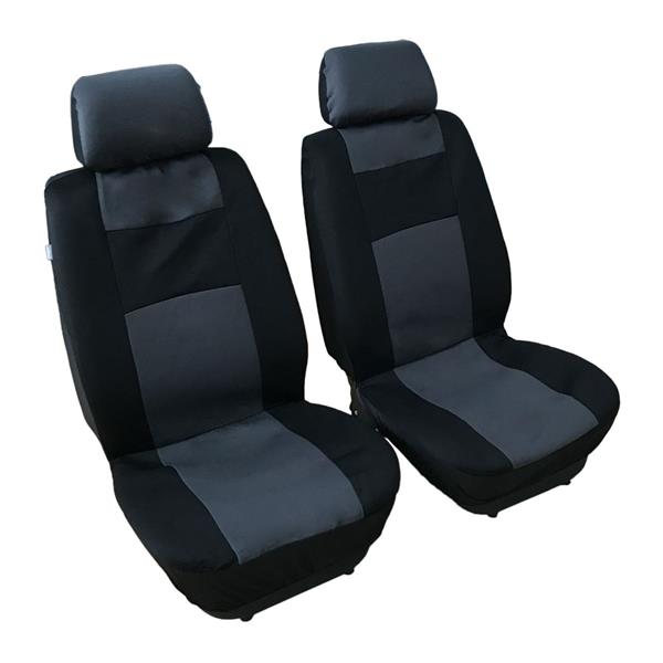 Four Seasons Universal 5-Headrest Flat Cloth Car Seat Cover 11-Piece Set Gray & Black