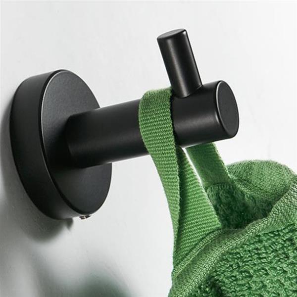 High Quality Rustproof 304 Stainless Steel Matte Black Bathroom Accessories Set Robe Hooks Towel Ring Bar Toilet Paper Holder Tissue Rack