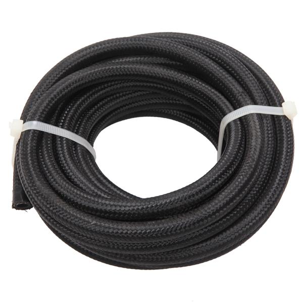 4AN 20-Foot Universal Stainless Steel Braided Fuel Hose Black
