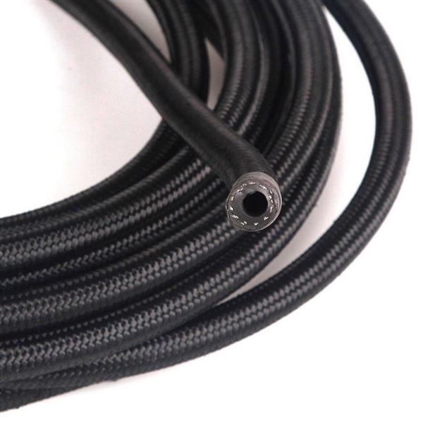 Universal 12ft AN-6 Black Nylon Braided Hose with 6pcs Black Hose Ends and 2pcs AN-6 to AN-10 Fuel T