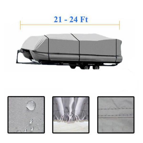 21-24ft 600D Oxford Fabric High Quality Waterproof Boat Cover with Storage Bag Gray