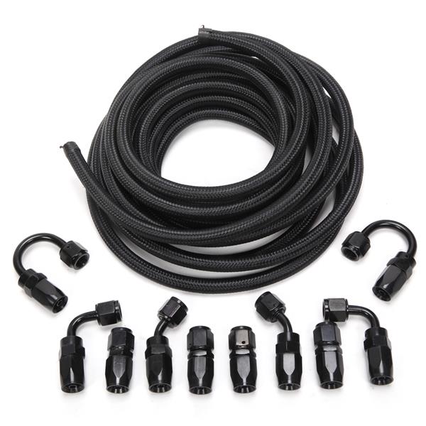 4AN 20-Foot Universal Black Fuel Pipe   10 Black Connectors