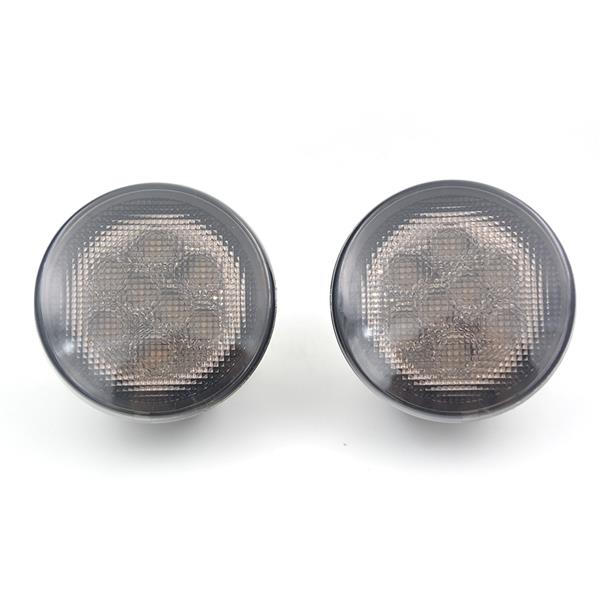 Pair 12V 4W 2000K Yellow Light Waterproof Grill Left Turn Signal LED Front Lights for 07-15 Jeep Wrangler Black