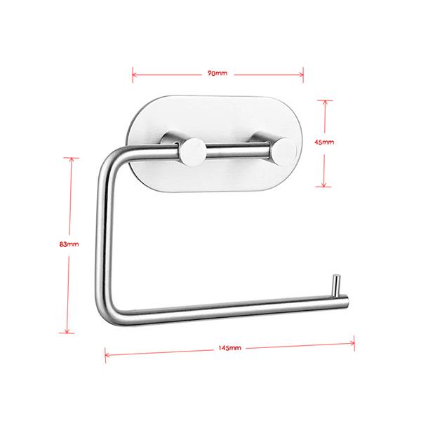 Rustproof SUS304 Stainless Steel  Adhesive Hooks Bathroom Accessories Set Towel Hook Tissue Holder High-strength Nail-free Sticker Brushed Finished 4pcs Robe Hook 1 Paper Holder 