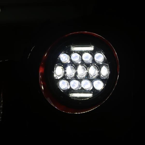 2pcs 7" 75W 13-LED 6500K White Light IP67 Waterproof LED Headlights for Motorcycles Black 