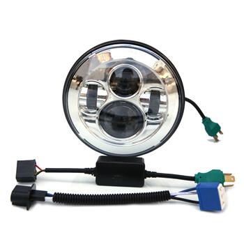 7\\" 4-LED 6500K White Light IP67 Waterproof LED Headlight for Vehicles Black & Chrome