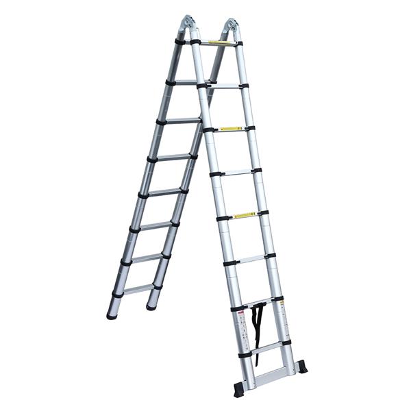 16.5FT Aluminum Multi-Purpose Extention Ladder Folding Telescopic A Frame Shape