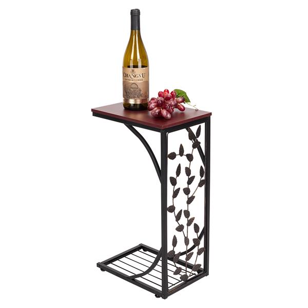 54*30.5*21CM Leaf Pattern Iron Side Table Coffee Table Brown 