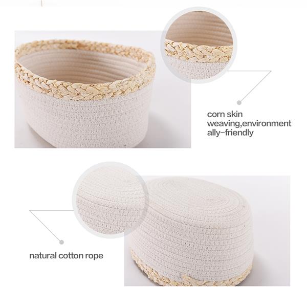 Rope Woven Storage Baskets Set of 3 - Small White Rope Baskets for Shelves, Decorative Nursery Baskets Organizer Bins for Baby Toys, Nursery Decor