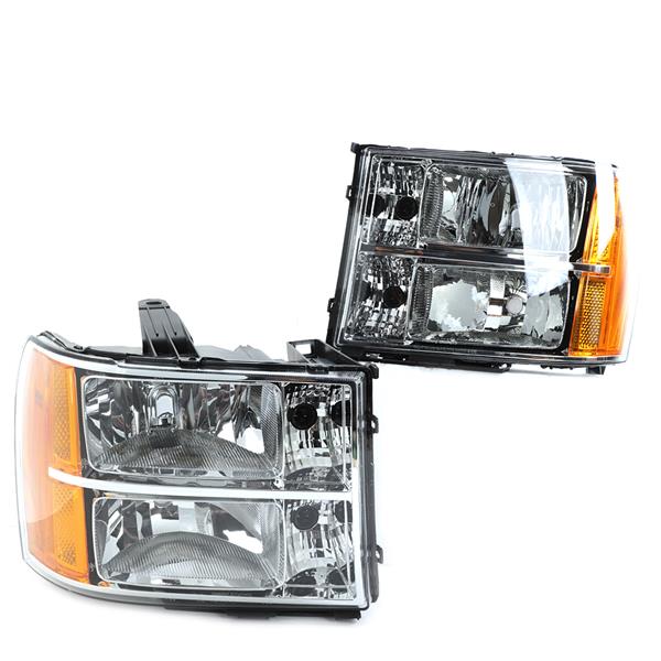 pair of clear Headlights Headlamps Warranty fit 07-2014 GMC GM2502283 GM2503283