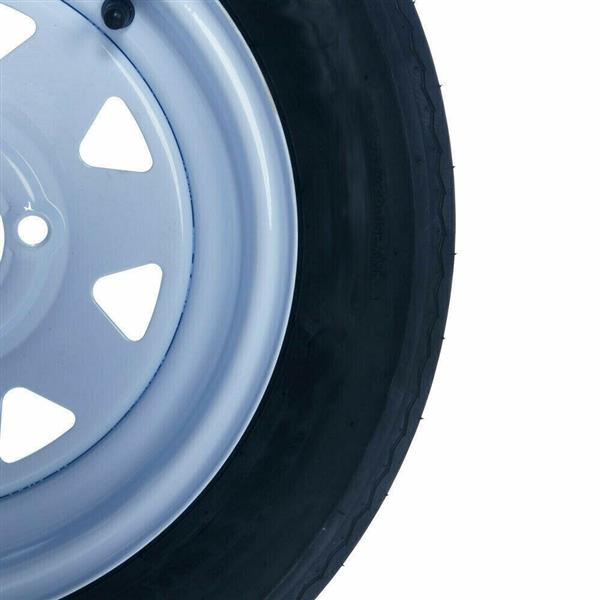 1 - 5.30-12 LRC TL 1050LBS Bias Trailer Tire on 12" 5 Lug White STP Wheels