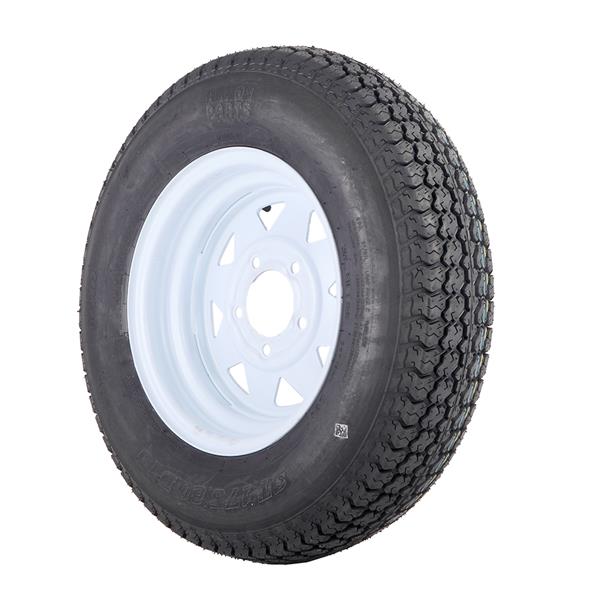 Set of 2 175/80D13 LRC ET Bias Trailer Tire on 13" 5 Lug White Spoke Steel Wheel