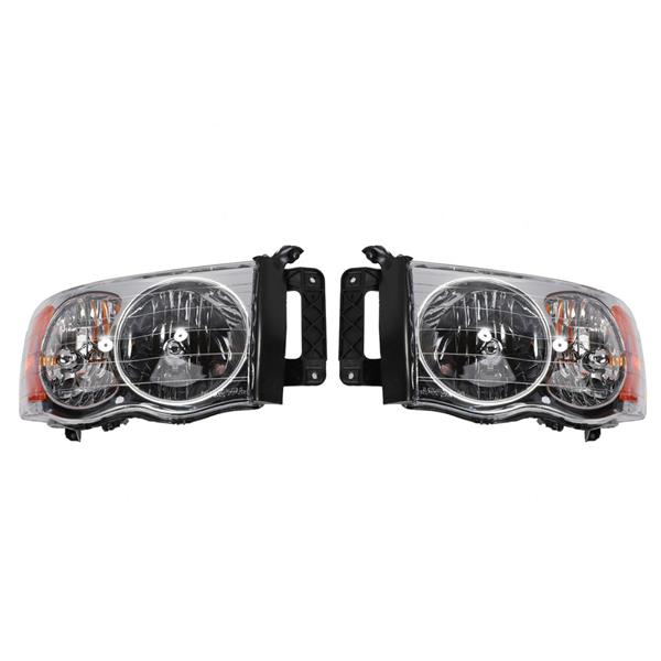 2pcs Front Left Right Car Headlights for Dodge RAM 1500 2002-2005/Dodge RAM 2500 3500 2003-2005 Chro