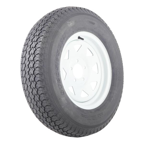 (1) Trailer Tires & Rims ST205/75D15 F78-15 205/75-15 15" LRC 5 Lug White Spoke