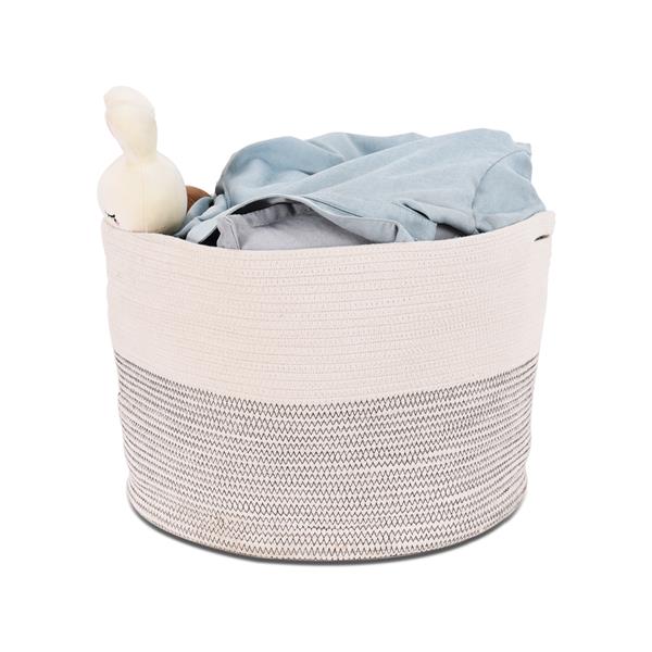 Large Cotton Rope Storage Basket - 22" x 13.8" Toys Storage Bin Woven Laundry Basket Storage for Blanket