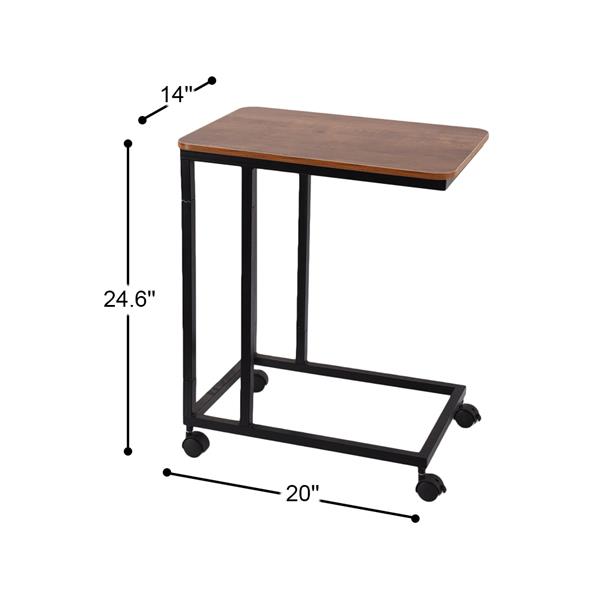 C Table Sofa Side End Tables for Living Room Couch Table Slide Under Mobile Snack Side Table for Coffee Laptop with Wheels Wood Look Over Bed Table Metal Frame