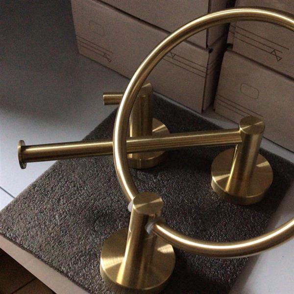 High Quality Rustproof 304 Stainless Steel Brushed Gold Polishing Bathroom Accessories Set Robe Hooks Towel Ring Bar Toilet Paper Holder Tissue Rack