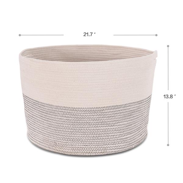 Large Cotton Rope Storage Basket - 22" x 13.8" Toys Storage Bin Woven Laundry Basket Storage for Blanket