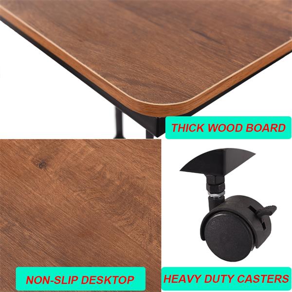 C Table Sofa Side End Tables for Living Room Couch Table Slide Under Mobile Snack Side Table for Coffee Laptop with Wheels Wood Look Over Bed Table Metal Frame