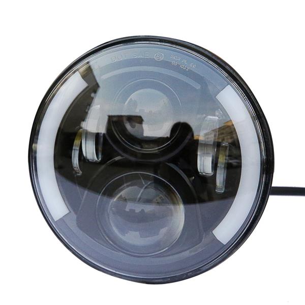 2pcs 7" 50W 6500-7000K White Light IP67 Waterproof LED Headlights for Motorcycles White & Yellow