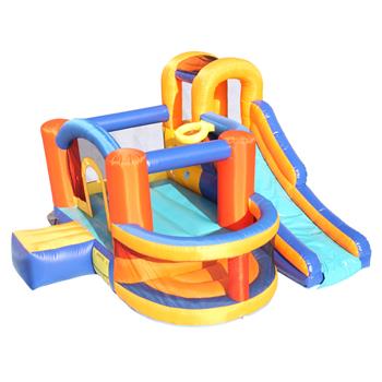 Inflatable Bounce House,Slide Bouncer with Basketball Hoop, Climbing Wall, Large Jumping Area, Ideal Kids Jumper