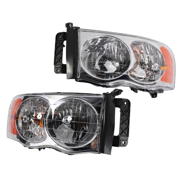 2pcs Front Left Right Car Headlights for Dodge RAM 1500 2002-2005/Dodge RAM 2500 3500 2003-2005 Chro