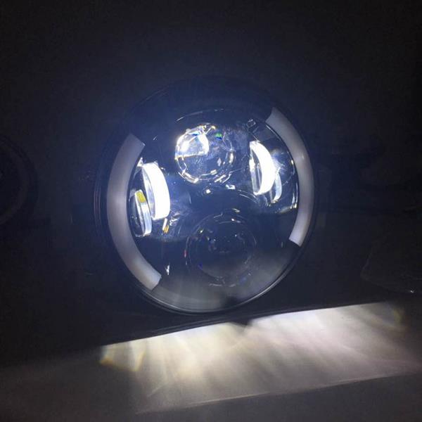 2pcs 7" 50W 6500-7000K White Light IP67 Waterproof LED Headlights for Motorcycles White & Yellow