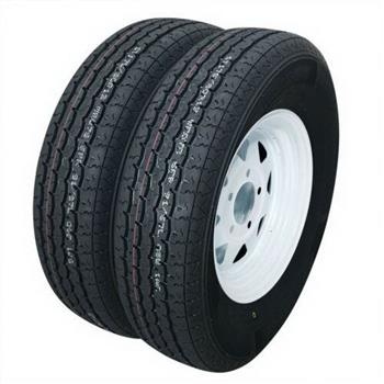 2-Pk Trailer Tire & Rim ST175/80R13 13\\" Load C 5 Lug White Spoke 