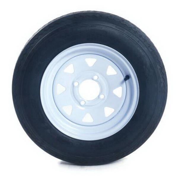 qty2 Trailer Tires & Rims Tubeless 4 Lug Wheel White Spoke 4 Ply 5.30-12