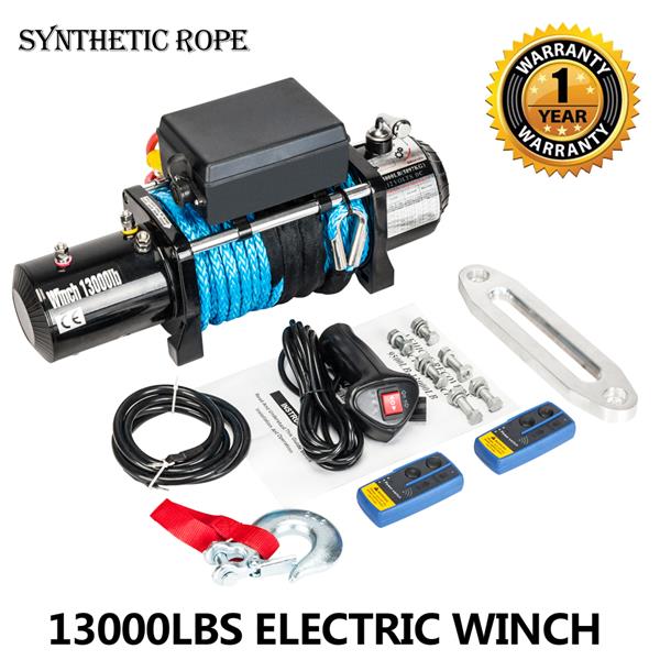 NEW 13000Lb Electric Recovery Winch Towing Off-Road ATV Synthetic Rope W/ Remote