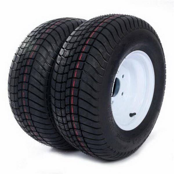 Pair Trailer Tire & Rims 205/65-10 1105 Lbs Black Rubber Tubeless