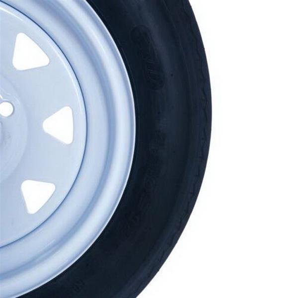 qty2 Trailer Tires & Rims Tubeless 4 Lug Wheel White Spoke 4 Ply 5.30-12