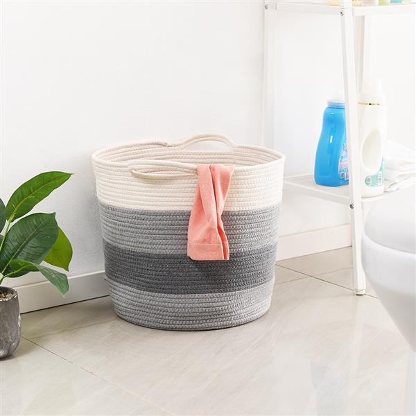 Large Woven Storage Basket 15.7" x 14.6" Cotton Rope Organizer Baby Laundry Baskets for Blanket Toys Towels