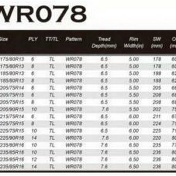 Rim Width:5" 1pcs Trailer Tire ST175/80R13 Load Range:C WR078 Tread Depth:6.5mm
