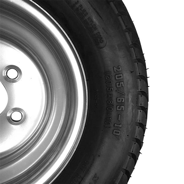 2* Trailer Tires Rim 20.5X8-10 205/65-10 10PR 5 Lug E Silver Wheels