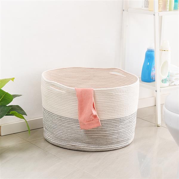 Large Cotton Rope Storage Basket - 22" x 13.8" Toys Storage Bin Woven Laundry Basket Storage for Blanket