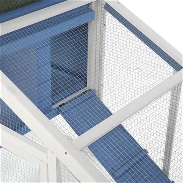 69" Wooden Chicken Hutch Hen Coop Habitat Pigeon House with Egg Case & Tray & Running Cage Blue Part B