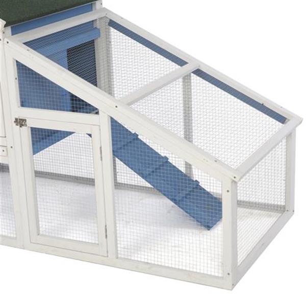 69" Wooden Chicken Hutch Hen Coop Habitat Pigeon House with Egg Case & Tray & Running Cage Blue Part B