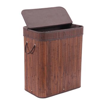 Bamboo Laundry Basket Hamper with Lid Handles and Removable Liner Dirty Clothes Storage Sorter Rectangular