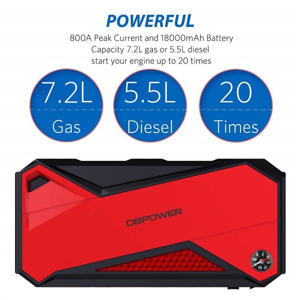 DBPOWER 800A Peak 18000mAh Portable Car Jump Starter (up to 7.2L Gas/5.5L Diesel Engine) Portable Battery Booster with LCD Screen  (The product has a risk of infringement on the Amazon platform)