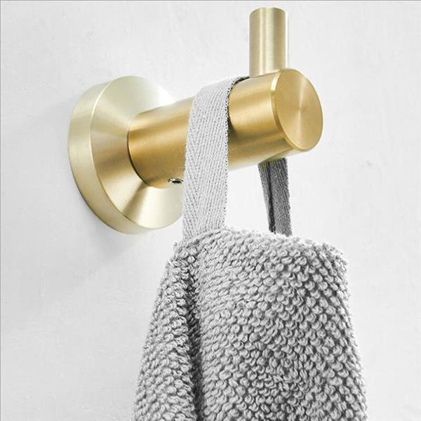 High Quality Rustproof 304 Stainless Steel Brushed Gold Polishing Bathroom Accessories Set Robe Hooks Towel Ring Bar Toilet Paper Holder Tissue Rack