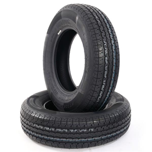 2pcs STR II ST205-75R-15-8 Spare Replacement Rubber Tires Black