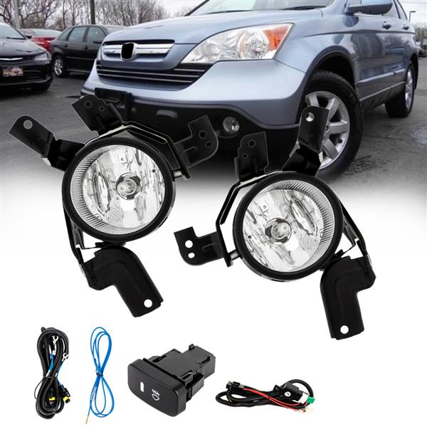 For 2007-2009 Honda CR-V CRV Clear Fog Lights Front Bumper Lamps w/Wiring&Switch