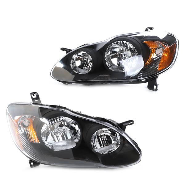 TO2502154 TO2503154 Headlights Lamp BLK for 2003-2008 Toyota Corolla S CE LE XRS