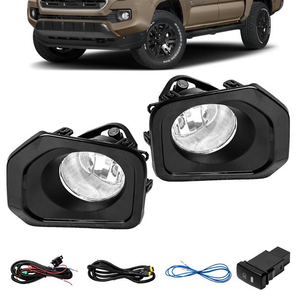 Fog Lights Kit w/ Wiring Pair RH LH For Toyota Tacoma 2016-2017 Clear