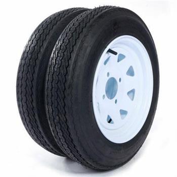 One - Trailer Tires & Rims 480-12 12\\" 4 Lug Wheel White Spoke 4ply 4.80-12