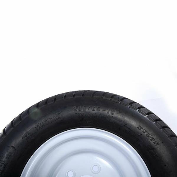 20.5X8X10 205/65-10 psi:50 5Lug White Trailer Tire & Rim Tubeless[Only 1]