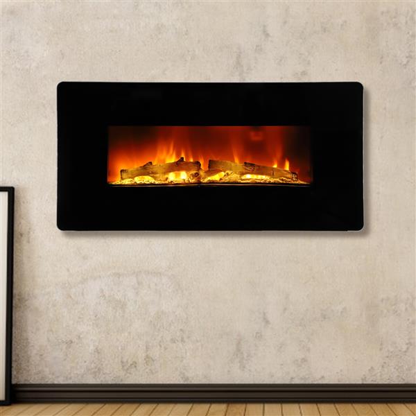 SF310-36A 36 inch 1400W Wall Hanging / Fireplace Colorful / Fake Wood / Heating Wire / with Small Remote Control Electronic / Black